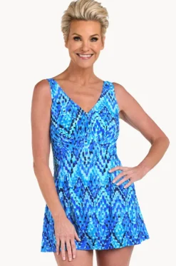Artisan Ikat Empire Swim Dress