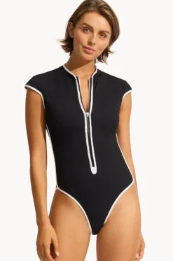 Beach Bound Zip Front One Piece