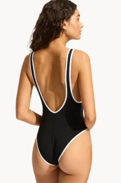 Beach Bound Zip Front Retro One Piece