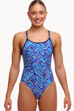 Blue Bits Diamond Back One Piece