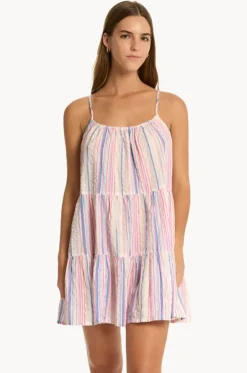 Boho Stripe Tie Back Short Sundress