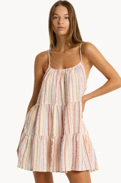 Boho Stripe Tie Back Short Sundress