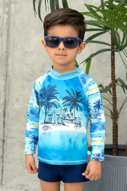 Boys Shipwrecked Long Sleeve Suntop Set