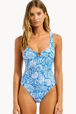 C Shells Ring Front Halter One Piece