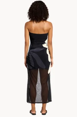 Cactus Garden Mesh Strapless Dress