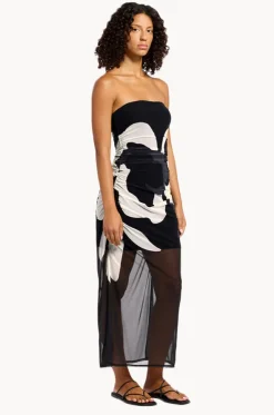 Cactus Garden Mesh Strapless Dress