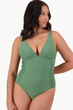 Contours Side Ruched Plunge One Piece