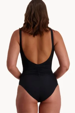 Contours Side Ruched Plunge One Piece