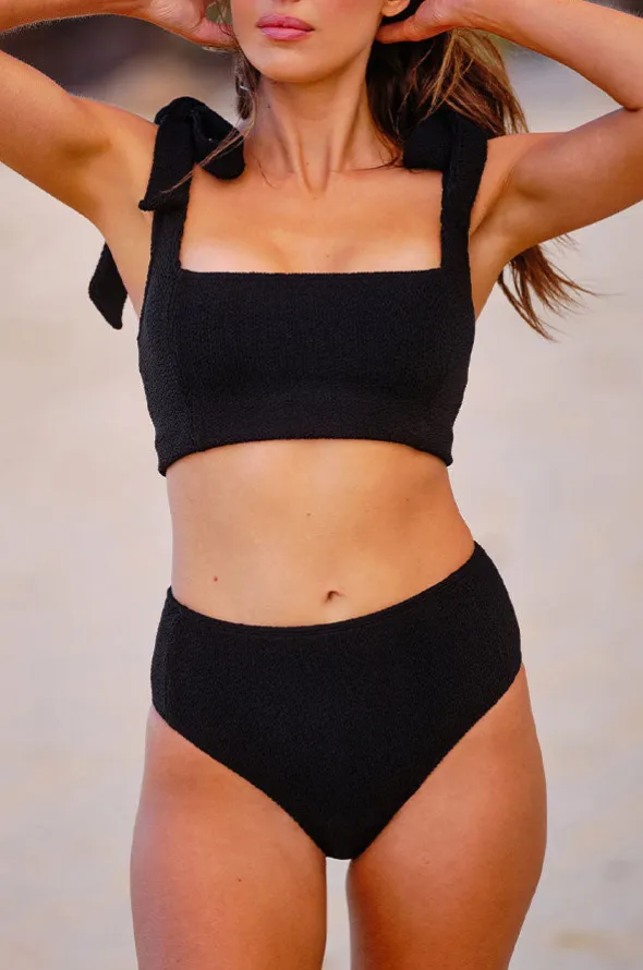 Crinkle High Cut High Waist Bottom