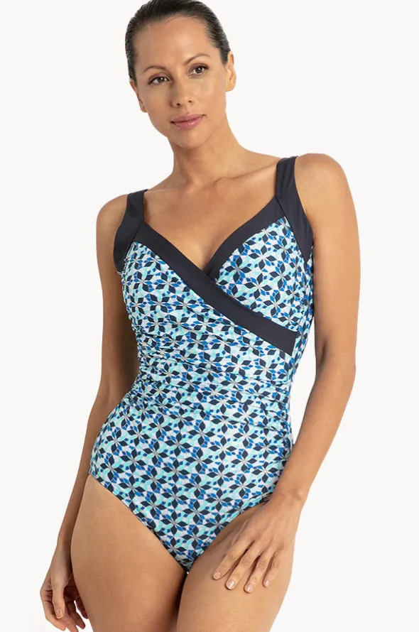 Deco Ruched Cross Over One Piece