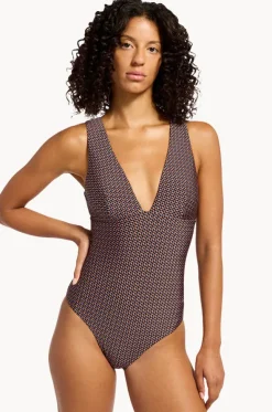 Desert Geo Plunge One Piece