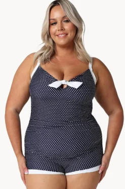 Dots Tie Front Boyleg One Piece