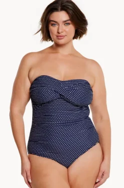 Dots Twist Front Bandeau One Piece
