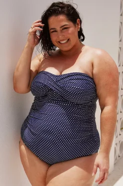 Dots Twist Front Bandeau One Piece