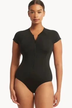 Eco Essentials Zip Front Short Sleeve Sunsuit