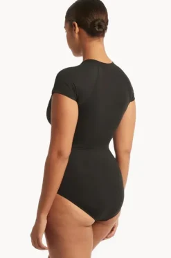 Eco Essentials Zip Front Short Sleeve Sunsuit