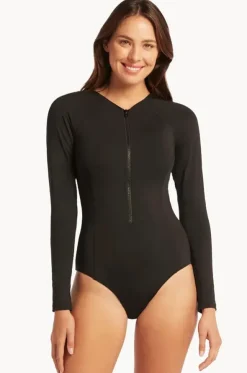 Eco Essentials Zip Front Long Sleeve Sunsuit