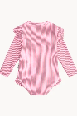 Girls Cherry Pie Stripe Frill Sunsuit