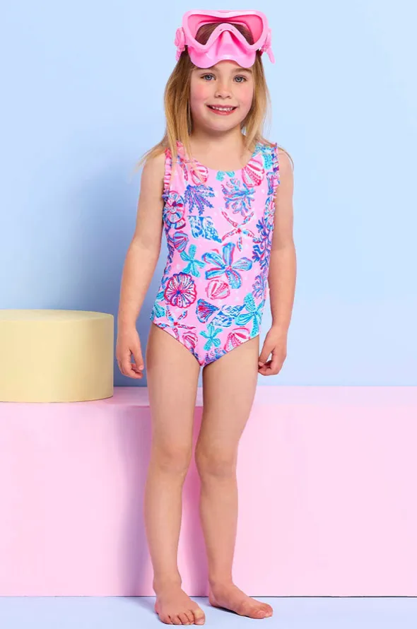 Girls Coral Sea Frill One Piece