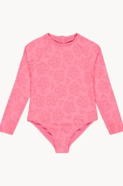 Girls Flip Flower Long Sleeve Sunsuit