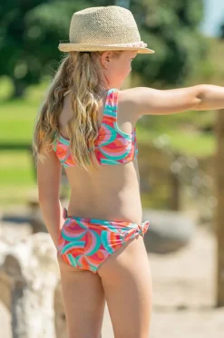 Girls Geo Melon Tie Crop Set