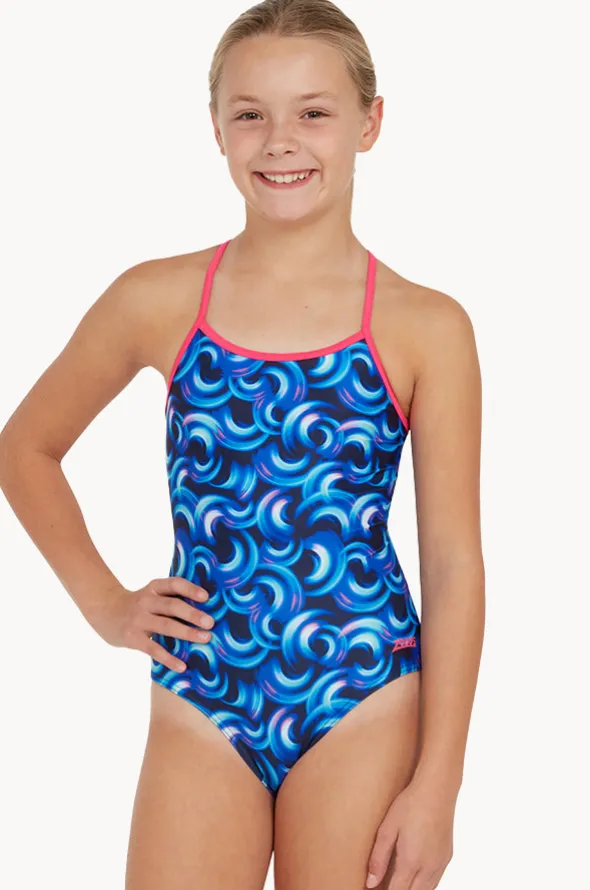 Girls Geo Spiral Sprint Back One Piece
