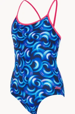 Girls Geo Spiral Sprint Back One Piece