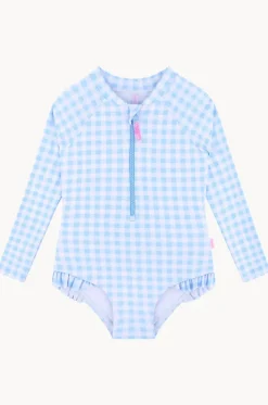 Girls Gingham Long Sleeve Sunsuit