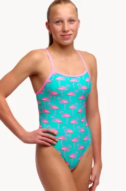 Girls Go Flamingo Single Strap One Piece
