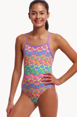 Girls Jig Jag Single Strap One Piece