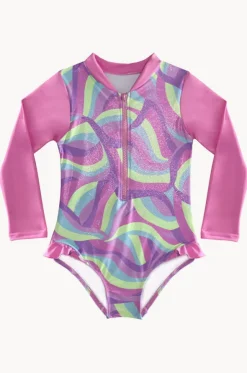 Girls Miss Sea Princess Long Sleeve Sunsuit