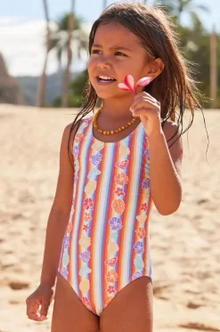 Girls Rainbow Bay Stripe One Piece