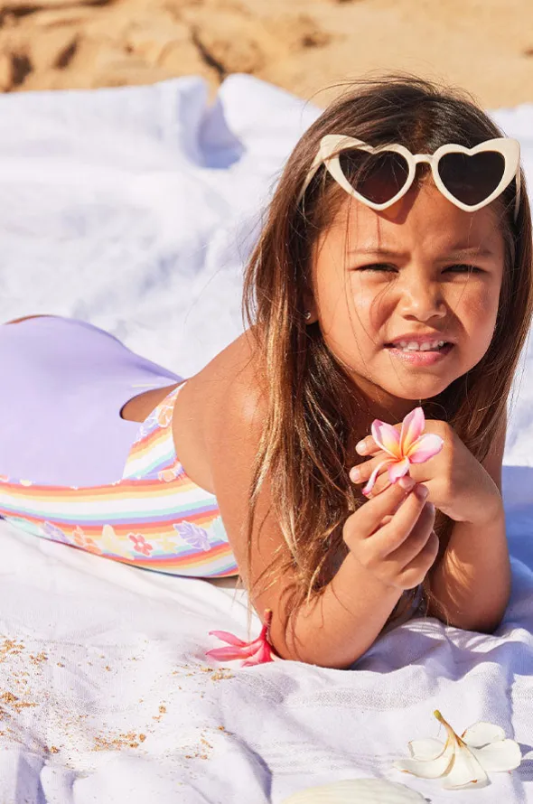 Girls Rainbow Bay Stripe One Piece