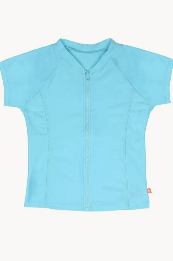 Girls Short Sleeve Zip Suntop