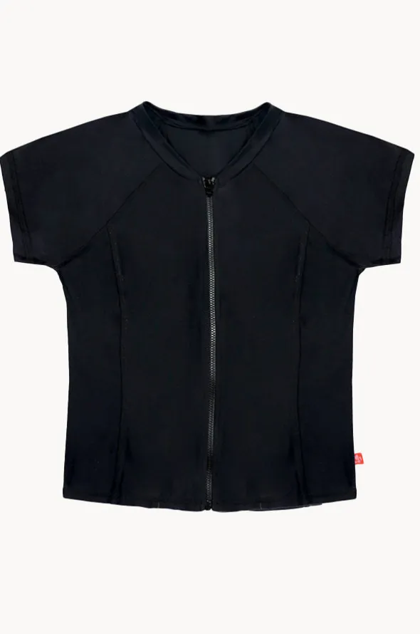 Girls Short Sleeve Zip Suntop