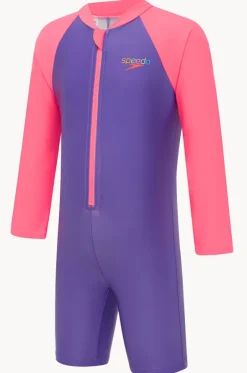 Girls Splice Long Sleeve Sunsuit