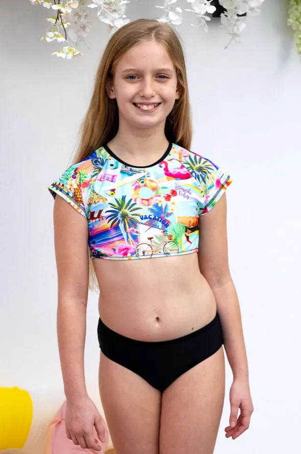 Girls Summer Vacay Crop Suntop Set
