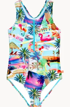 Girls Summer Vacay Zip One Piece