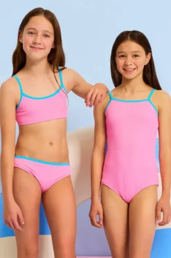 Girls Textured Contrast One Piece