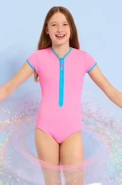 Girls Textured Contrast Sunsuit