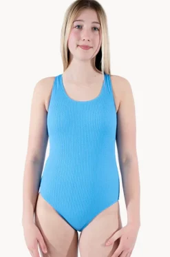 Girls Textured Cross Back One Piece