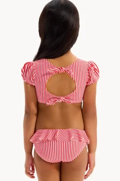 Girls Textured Stripe Tie Crop Set