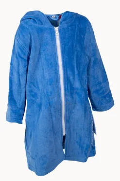 Kids Blue Riptide Hooded Towel Robe 5-7Y