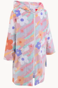 Kids Petal Splash Hooded Towel Robe 3-5Y