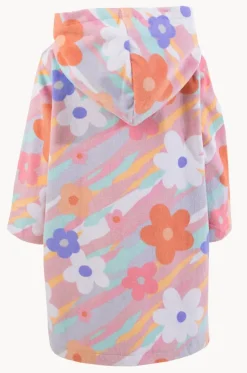 Kids Petal Splash Hooded Towel Robe 5-7Y