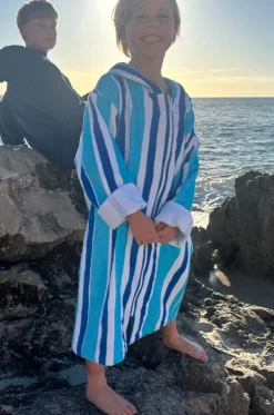 Kids Stripe Hooded Towelling Robe 7-11Y