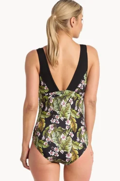 Leafique Ruched Scoop One Piece