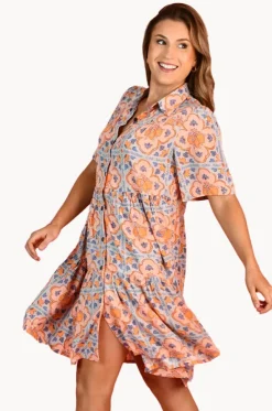 Lemon Tile Victoria Button Dress