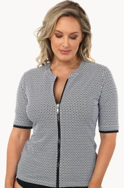 Mamiko Short Sleeve Zip Suntop