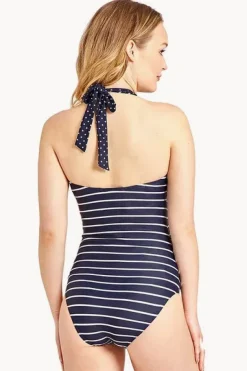 Maternity Stripe Halter One Piece